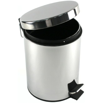 Round Polished Chrome Waste Bin With Pedal Gedy 2709-13